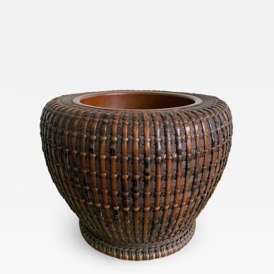 Maeda Chikubosai I Japanese Woven Bamboo Brazier by Maeda Chikubosai I