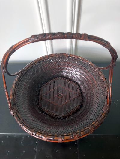 Maeda Chikubosai I Large Japanese Woven Bamboo Morikago Basket by Maeda Chikubosai I