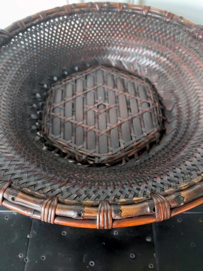 Maeda Chikubosai I Large Japanese Woven Bamboo Morikago Basket by Maeda Chikubosai I