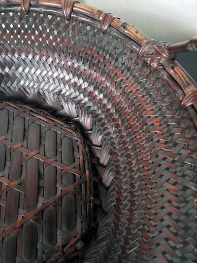 Maeda Chikubosai I Large Japanese Woven Bamboo Morikago Basket by Maeda Chikubosai I