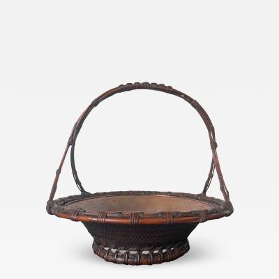 Maeda Chikubosai I Large Japanese Woven Bamboo Morikago Basket by Maeda Chikubosai I