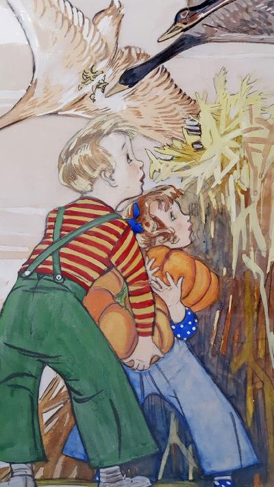 Maginel Wright Enright Barney Duck Duck Geese Farm Children looking at Geese