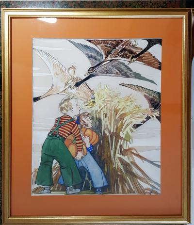 Maginel Wright Enright Barney Duck Duck Geese Farm Children looking at Geese