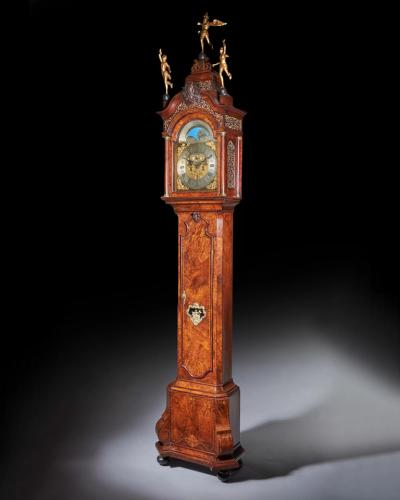 Magnificent 18th Century Striking Dutch Amsterdam Burl Walnut Longcase Clock