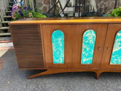 Magnificent 2 Piece Credenza Bar Stereo Cabinet