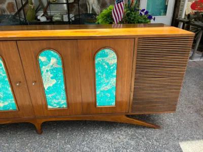 Magnificent 2 Piece Credenza Bar Stereo Cabinet