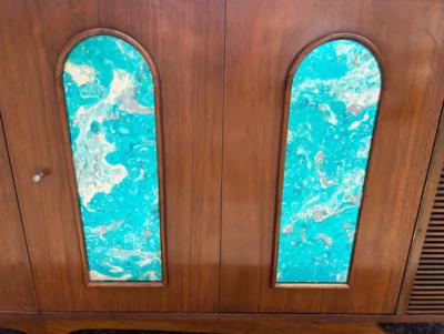 Magnificent 2 Piece Credenza Bar Stereo Cabinet