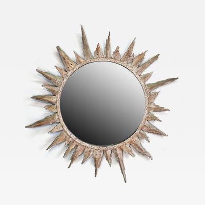 Magnificent 20th Century Brutalist Sunburst Mirror