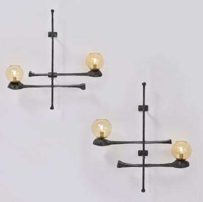 Magnificent Brutalist Sconces Italy 1950s