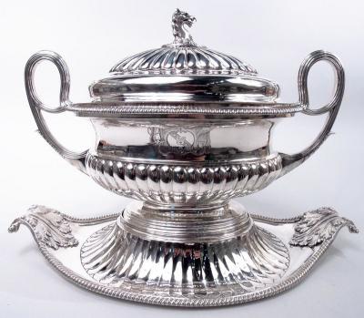 Magnificent English Georgian Neoclassical Tureen on Stand