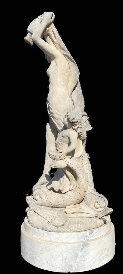 Magnificent Italian Fountain Sculpture of Goddess with Delphines