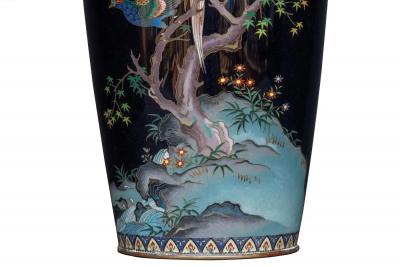 Magnificent Japanese Meiji Cloisonn Enamel Vase with Pheasants Inaba Co 