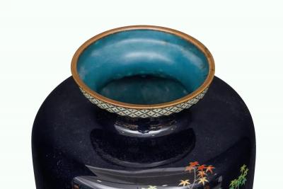 Magnificent Japanese Meiji Cloisonn Enamel Vase with Pheasants Inaba Co 