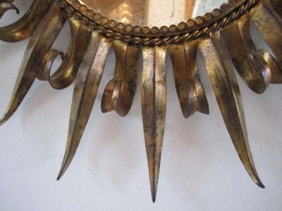 Magnificent Jere Style Eyelash Starburst Gilded Gold Mirror Hollywood Regency