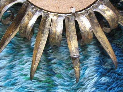 Magnificent Jere Style Eyelash Starburst Gilded Gold Mirror Hollywood Regency