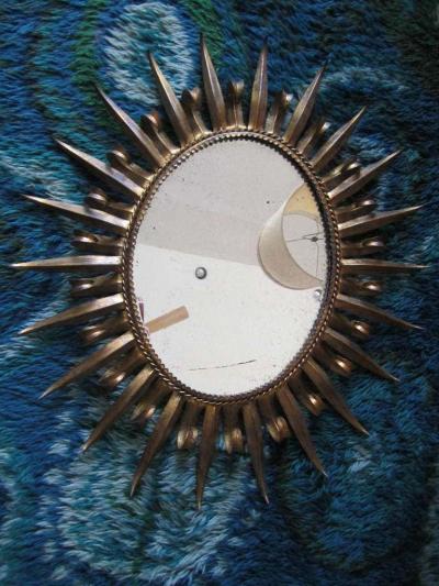 Magnificent Jere Style Eyelash Starburst Gilded Gold Mirror Hollywood Regency