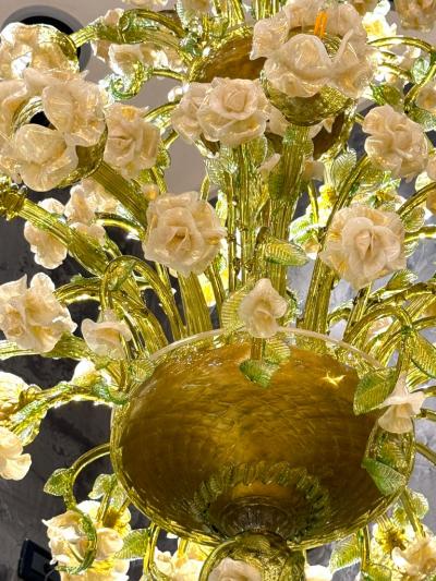 Magnificent Murano Glass Floral Chandelier 1980s