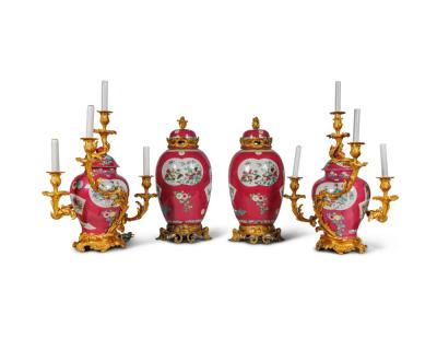 Magnificent Pair of Ormolu Mounted Pink Chinese Porcelain Vases