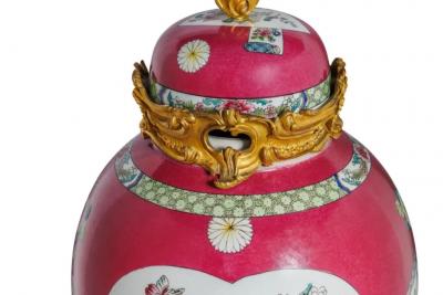 Magnificent Pair of Ormolu Mounted Pink Chinese Porcelain Vases