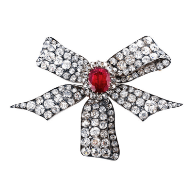 Diamond and Ruby Bow Brooch – MDVII