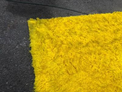 Magnificent XL Room Size Canary Yellow Shag Pile Rug Circa 60s