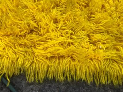 Magnificent XL Room Size Canary Yellow Shag Pile Rug Circa 60s