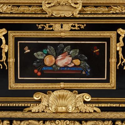 Magnificent and large ormolu and hardstone mounted ebonised wood casket