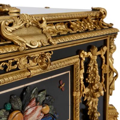 Magnificent and large ormolu and hardstone mounted ebonised wood casket
