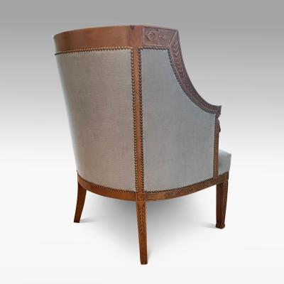 Magnificently Carved Swedish Grace Bergere in Oak