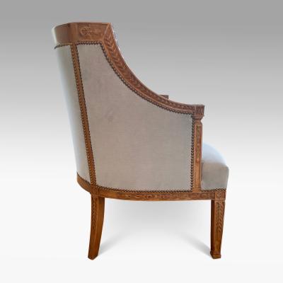 Magnificently Carved Swedish Grace Bergere in Oak