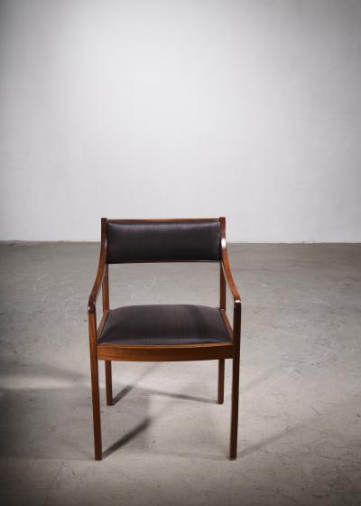 Mahogany Armchair with Black Horsehair Upholstery Denmark 1950s