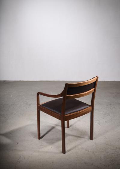 Mahogany Armchair with Black Horsehair Upholstery Denmark 1950s