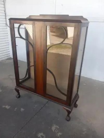 Mahogany Ball and Claw Curio Cabinet