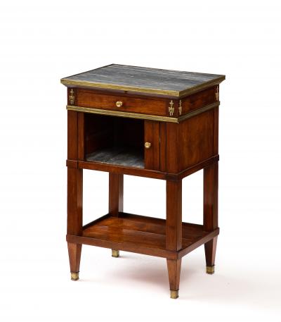 Mahogany Brass and Marble Nightstand Italy 19th C 