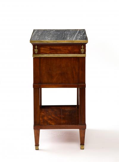 Mahogany Brass and Marble Nightstand Italy 19th C 