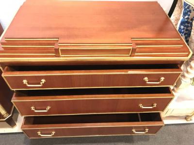 Mahogany Double Step Up Russian Neoclassical Style Commodes Night Stands Pair