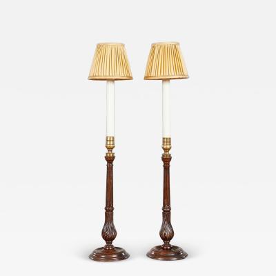 Mahogany Fluted Candlestick Lamps