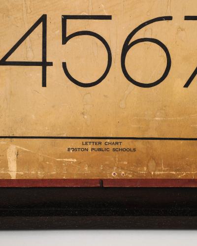 Mahogany Framed Letter Chart from a Boston Public School United States c 1950