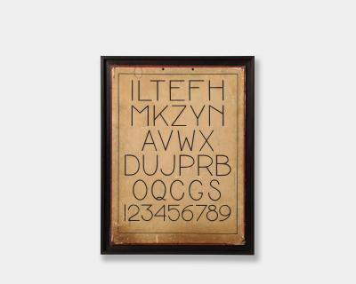 Mahogany Framed Letter Chart from a Boston Public School United States c 1950