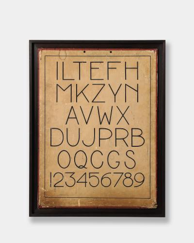 Mahogany Framed Letter Chart from a Boston Public School United States c 1950