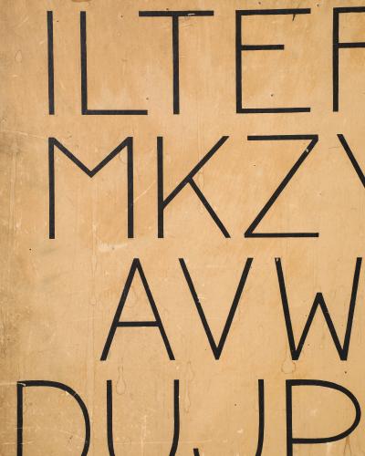 Mahogany Framed Letter Chart from a Boston Public School United States c 1950