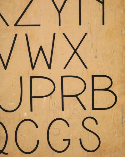 Mahogany Framed Letter Chart from a Boston Public School United States c 1950