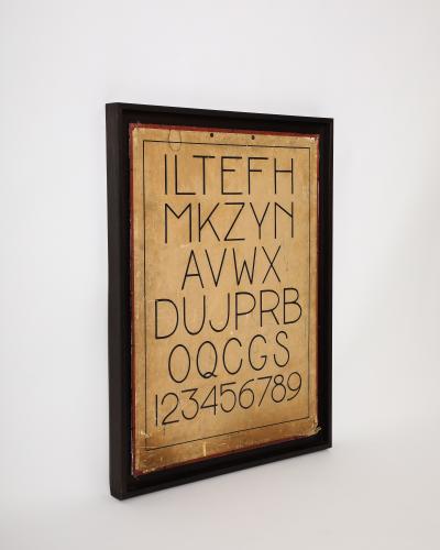 Mahogany Framed Letter Chart from a Boston Public School United States c 1950