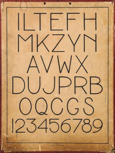 Mahogany Framed Letter Chart from a Boston Public School United States c 1950