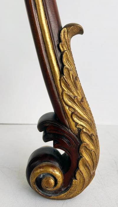 Mahogany Giltwood Pedestals with Carved Tassels Tesselated Stone Tops a Pair