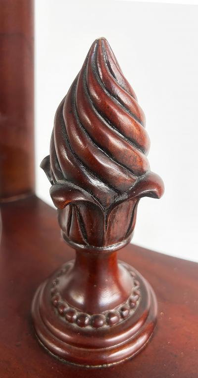 Mahogany Giltwood Pedestals with Carved Tassels Tesselated Stone Tops a Pair