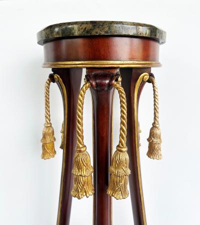 Mahogany Giltwood Pedestals with Carved Tassels Tesselated Stone Tops a Pair