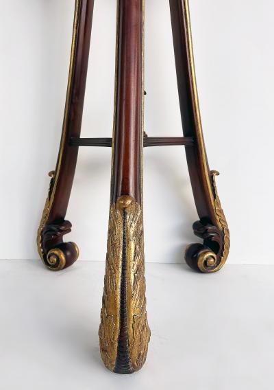 Mahogany Giltwood Pedestals with Carved Tassels Tesselated Stone Tops a Pair