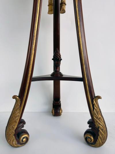 Mahogany Giltwood Pedestals with Carved Tassels Tesselated Stone Tops a Pair