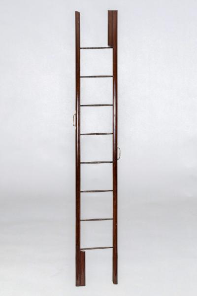 Mahogany Library Pole Ladder with Steel Rungs